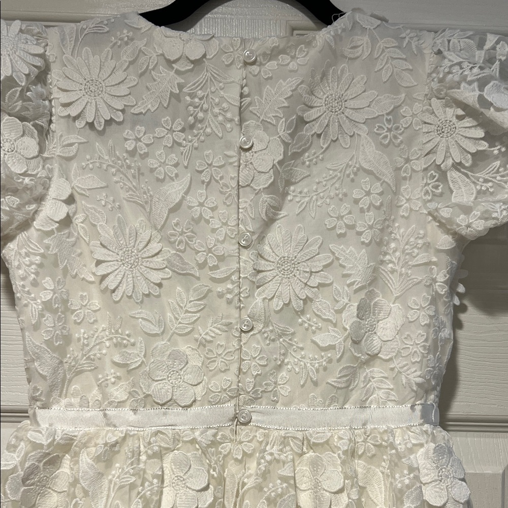 Preowned Janie and Jack White Lace Floral Dress Flower Girl Formal size 12 - Picture 9 of 12